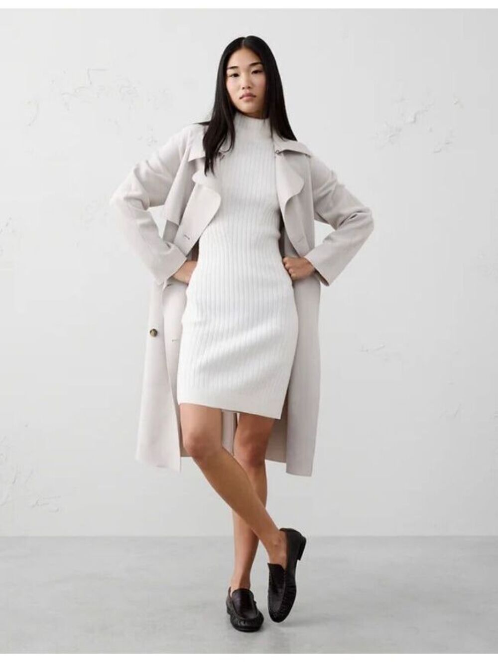 Banana Republic Ribbed Mini Sweater Dress snow day white NWOT SMALL sleeveless